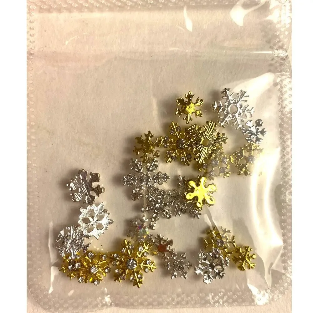 Women's Silver and Gold Toned Snowflake Nail 3D Art